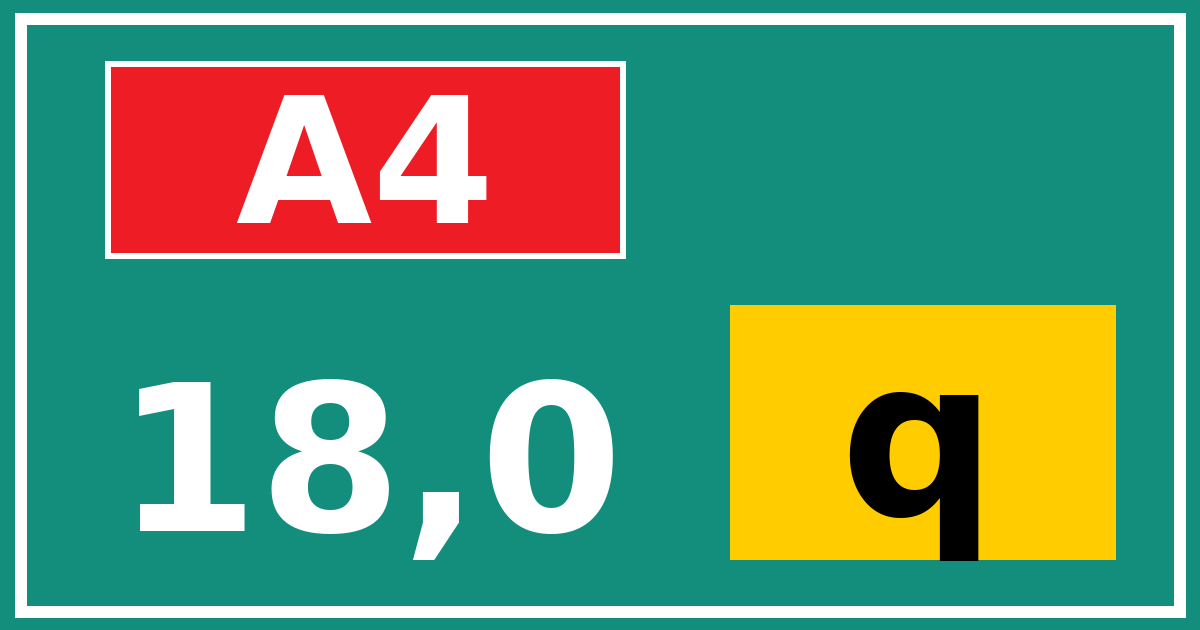 Hectometerbord A4 18,0 letter q