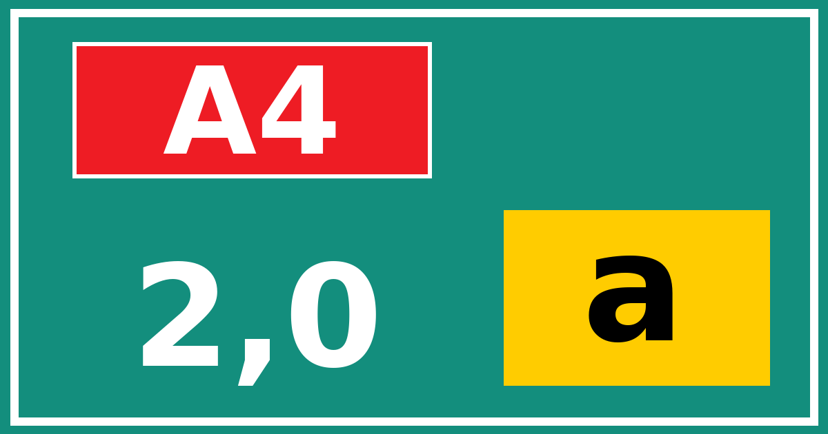 Hectometerbord A4 2,0 letter a