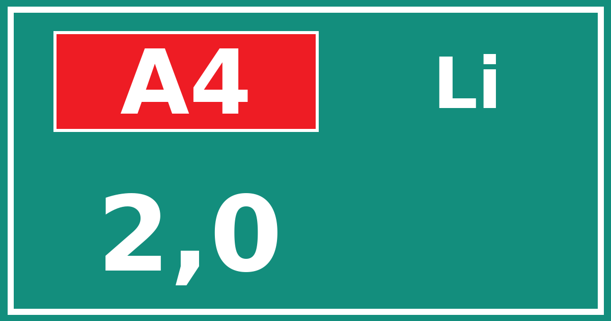Hectometerbord A4 2,0 zijde Li