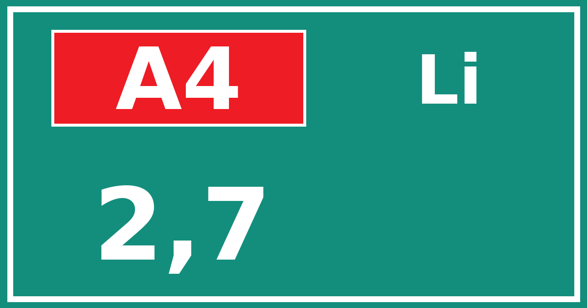 Hectometerbord A4 2,7 zijde Li