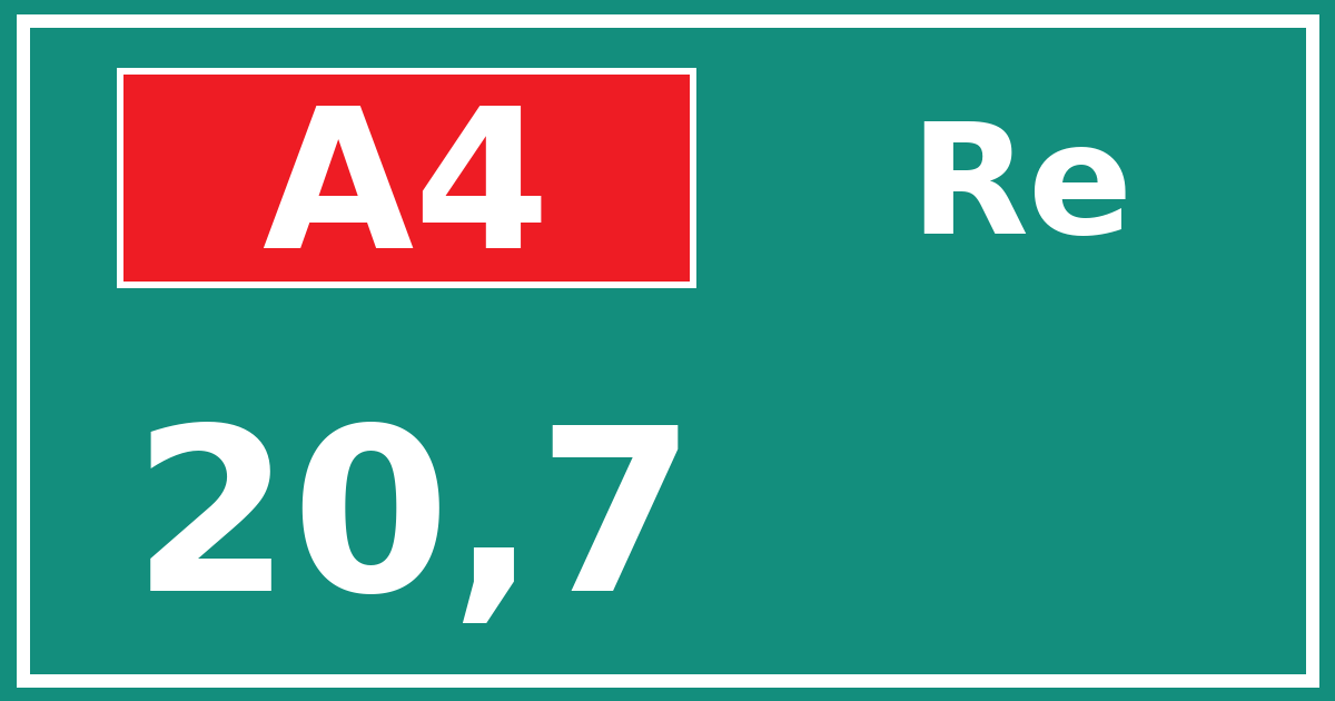 Hectometerbord A4 20,7 zijde Re