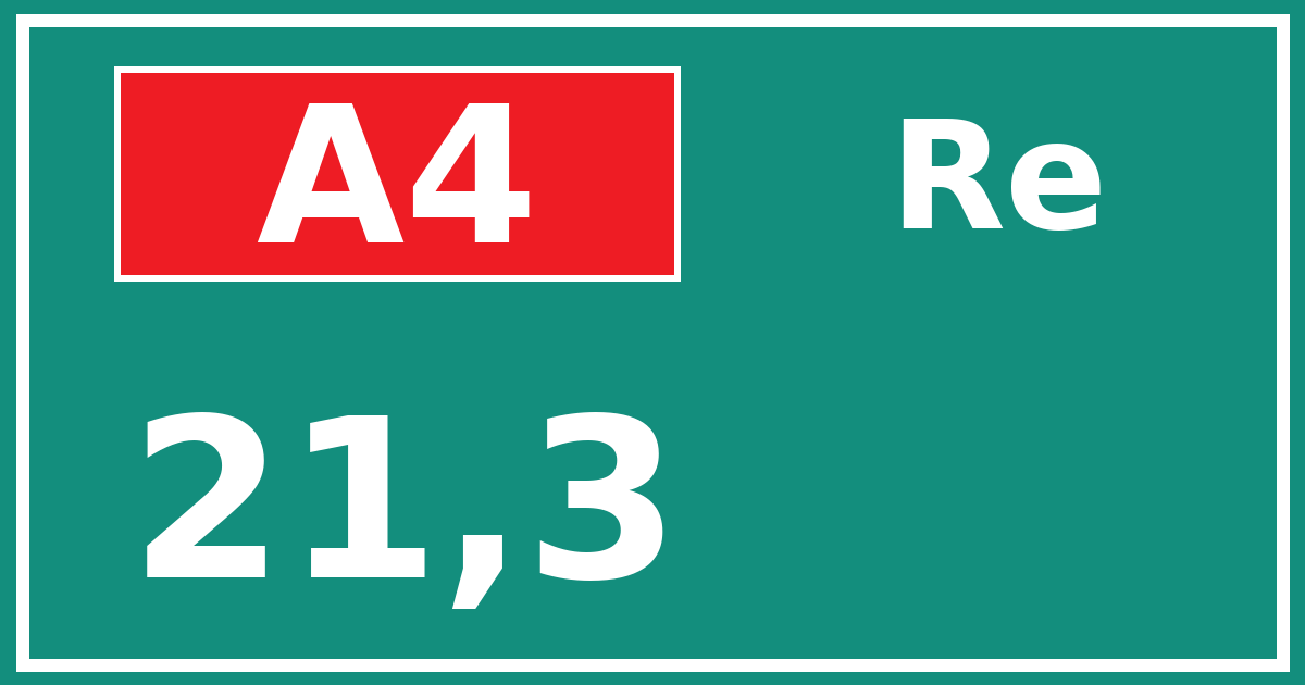 Hectometerbord A4 21,3 zijde Re