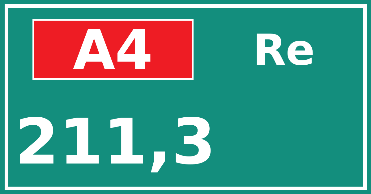 Hectometerbord A4 211,3 zijde Re
