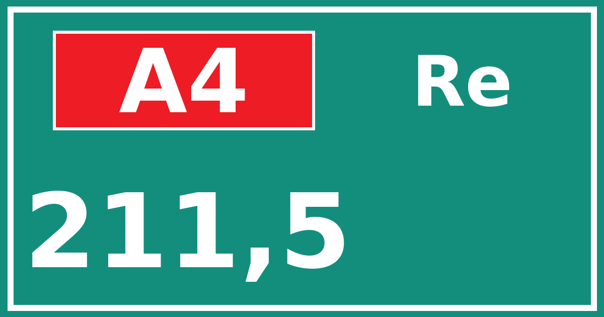 Hectometerbord A4 211,5 zijde Re