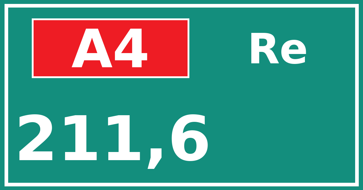 Hectometerbord A4 211,6 zijde Re