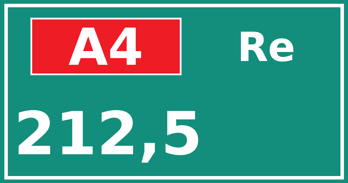 Hectometerbord A4 212,5 zijde Re