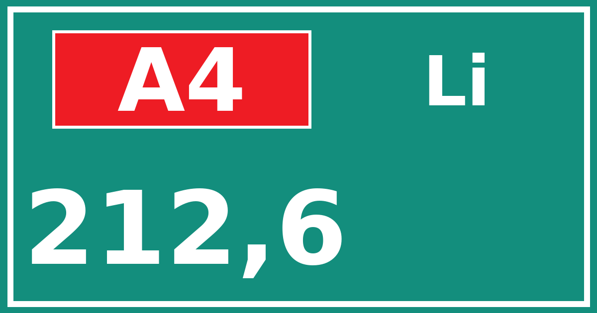 Hectometerbord A4 212,6 zijde Li