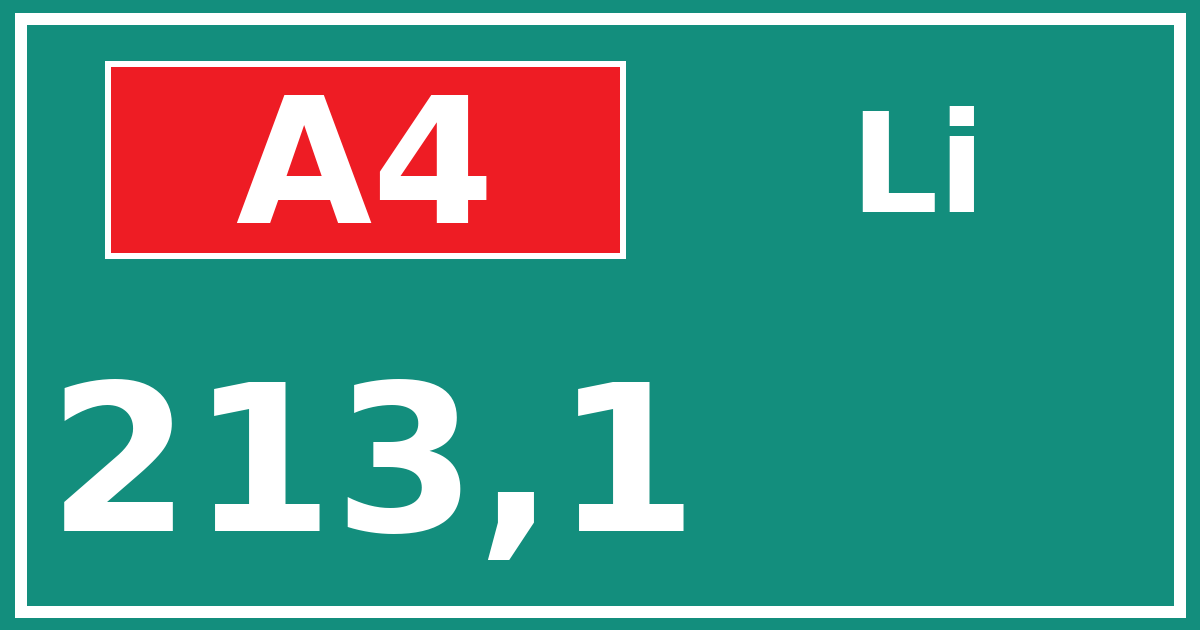 Hectometerbord A4 213,1 zijde Li