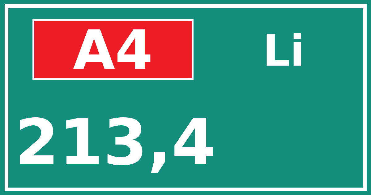 Hectometerbord A4 213,4 zijde Li