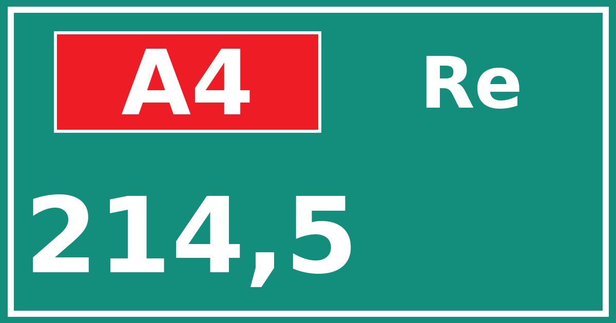 Hectometerbord A4 214,5 zijde Re