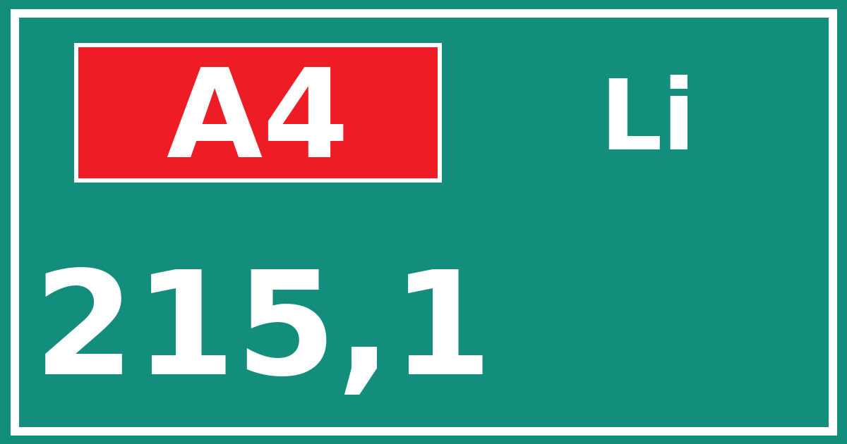 Hectometerbord A4 215,1 zijde Li