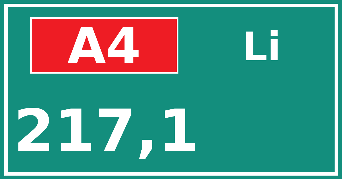 Hectometerbord A4 217,1 zijde Li