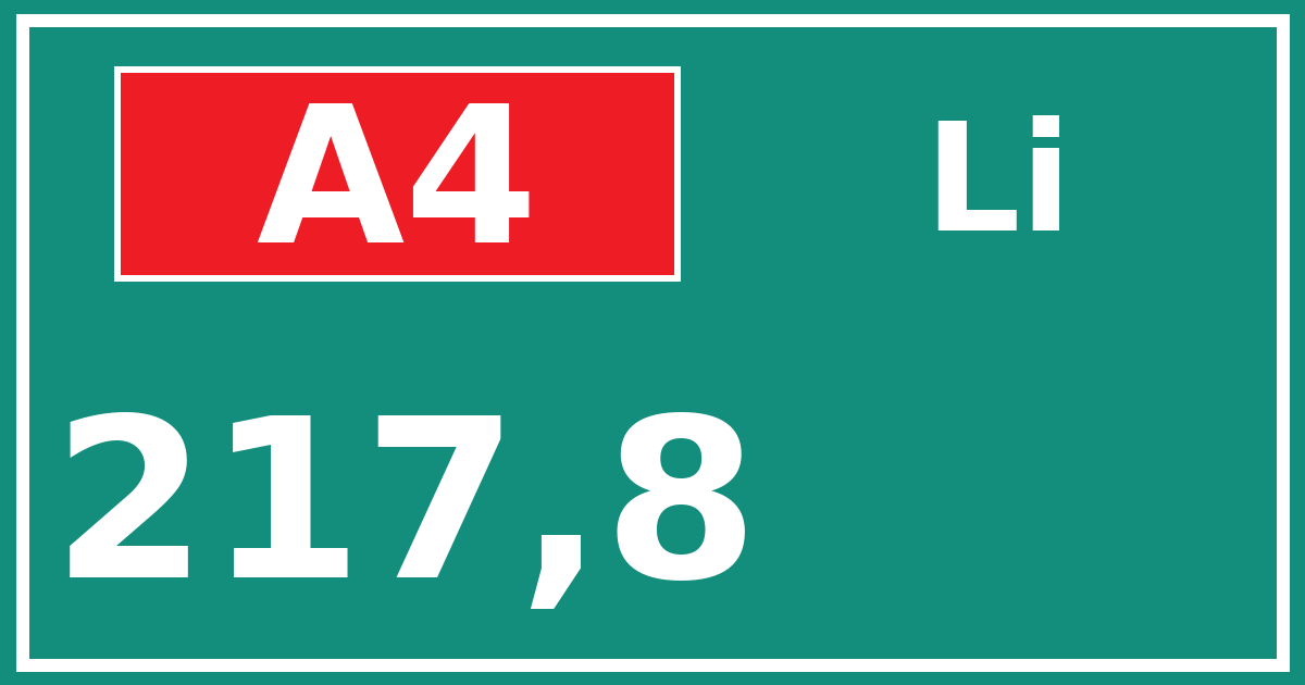 Hectometerbord A4 217,8 zijde Li