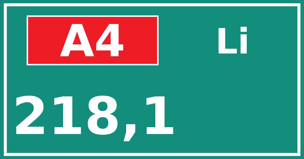 Hectometerbord A4 218,1 zijde Li