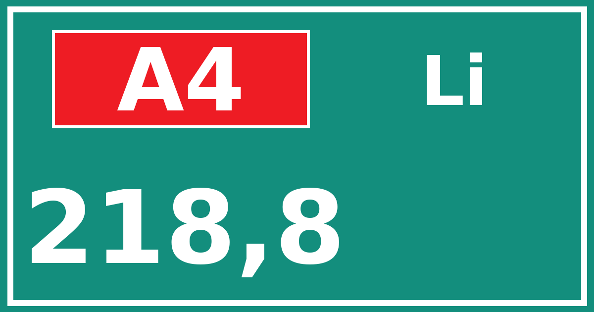 Hectometerbord A4 218,8 zijde Li