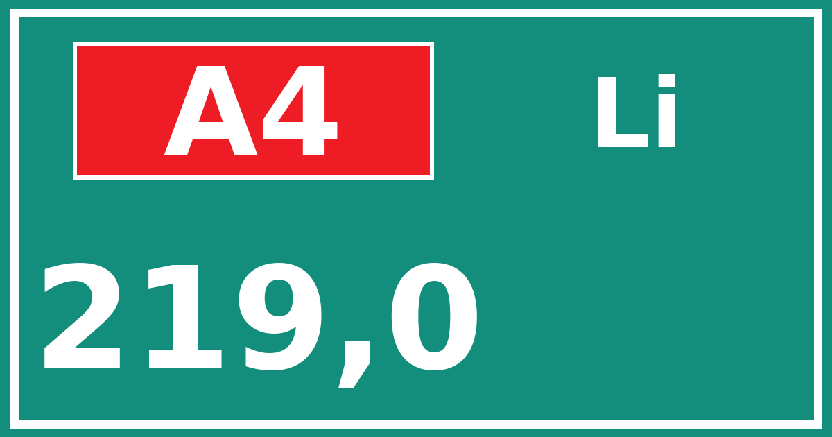 Hectometerbord A4 219,0 zijde Li