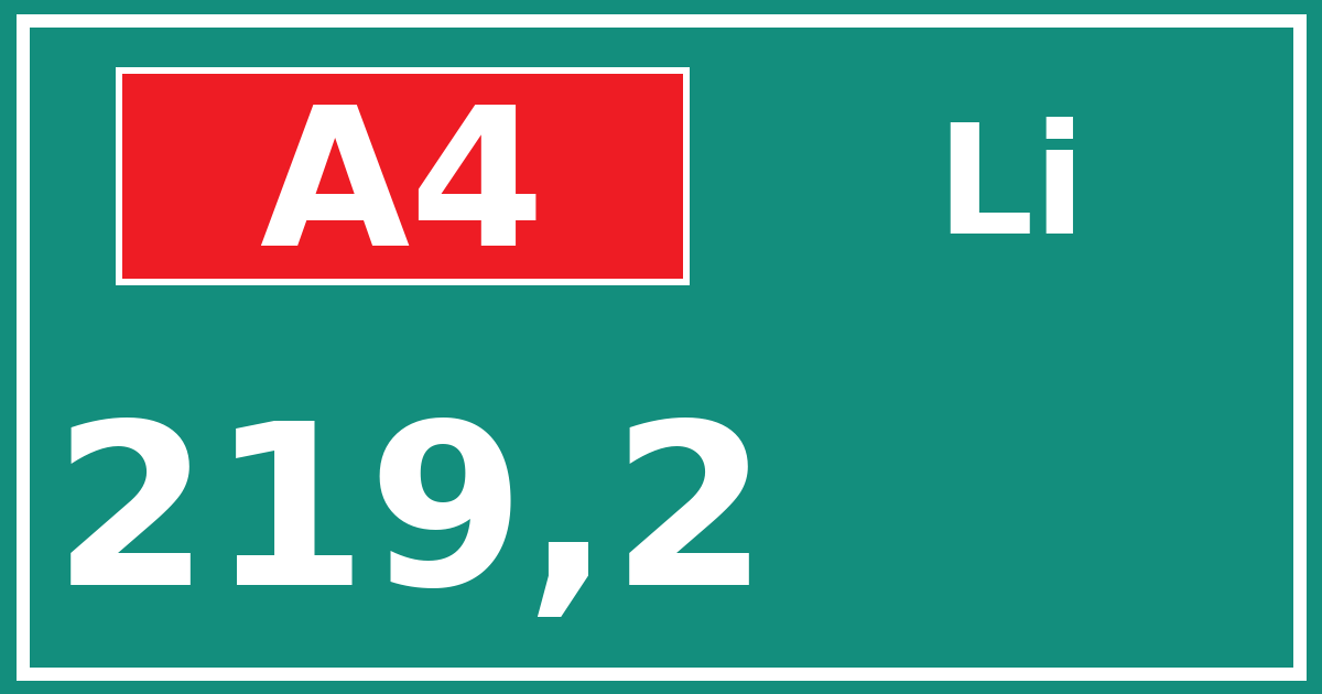 Hectometerbord A4 219,2 zijde Li