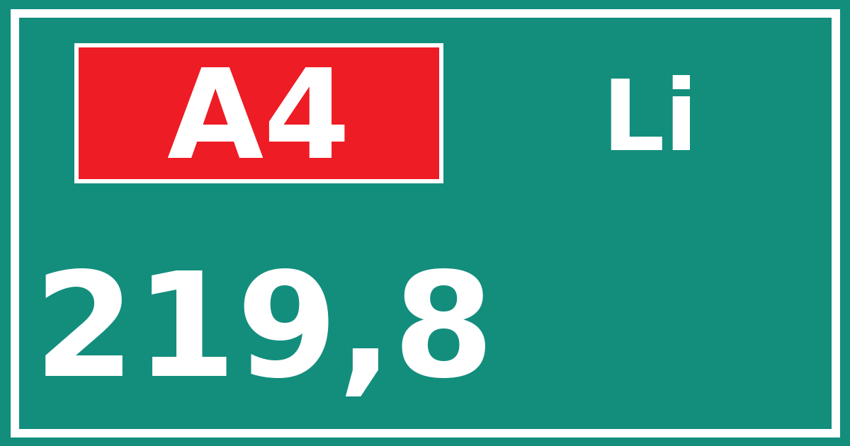 Hectometerbord A4 219,8 zijde Li