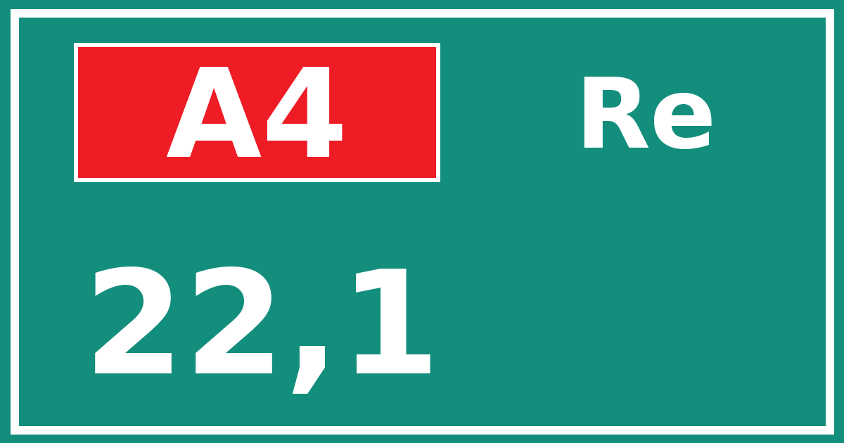 Hectometerbord A4 22,1 zijde Re