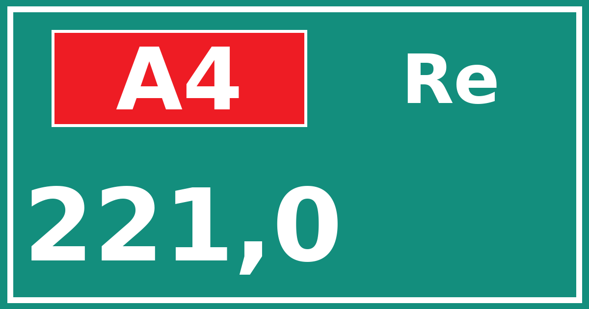 Hectometerbord A4 221,0 zijde Re