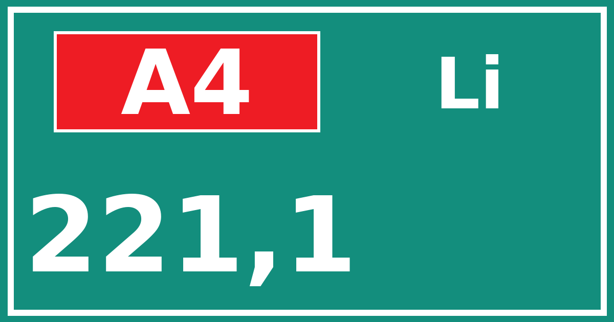 Hectometerbord A4 221,1 zijde Li