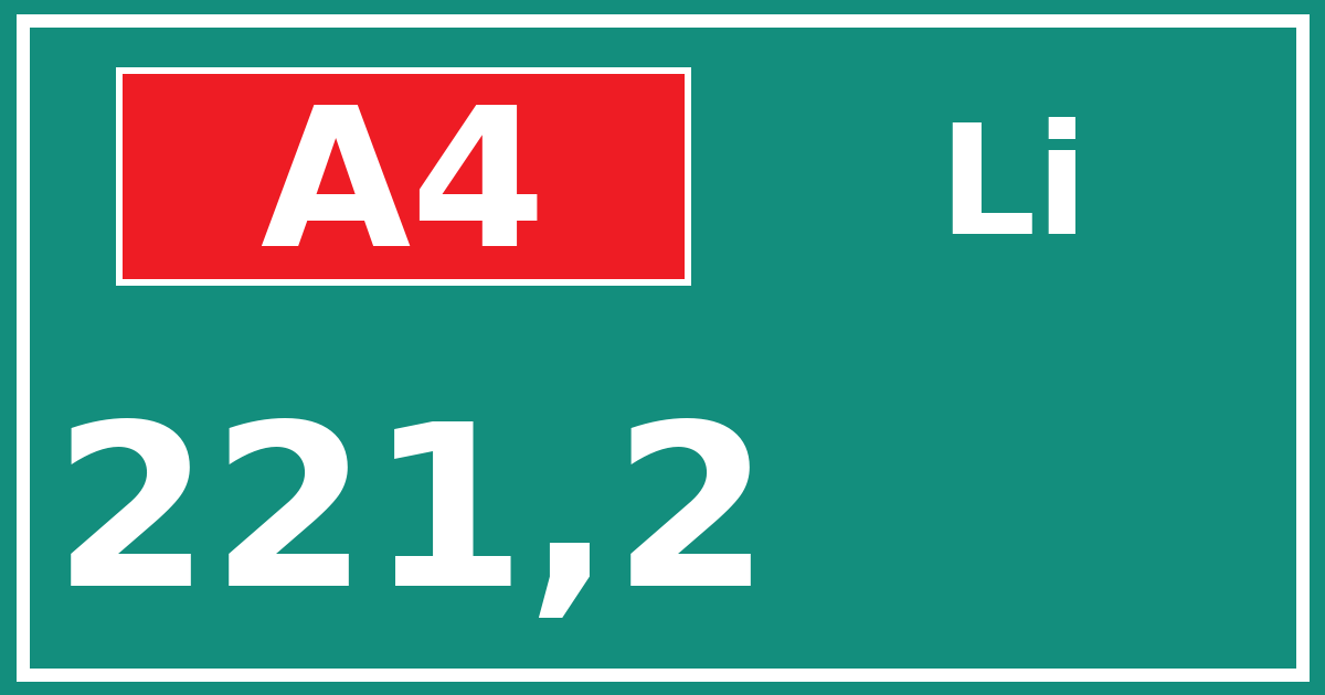 Hectometerbord A4 221,2 zijde Li