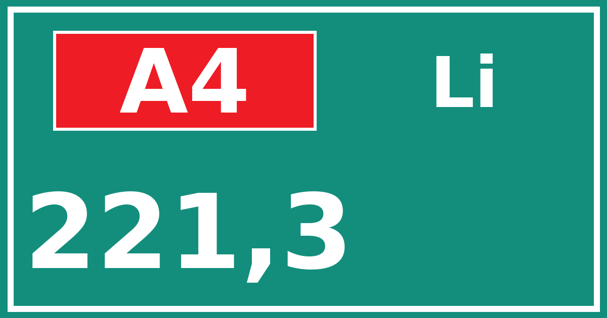 Hectometerbord A4 221,3 zijde Li