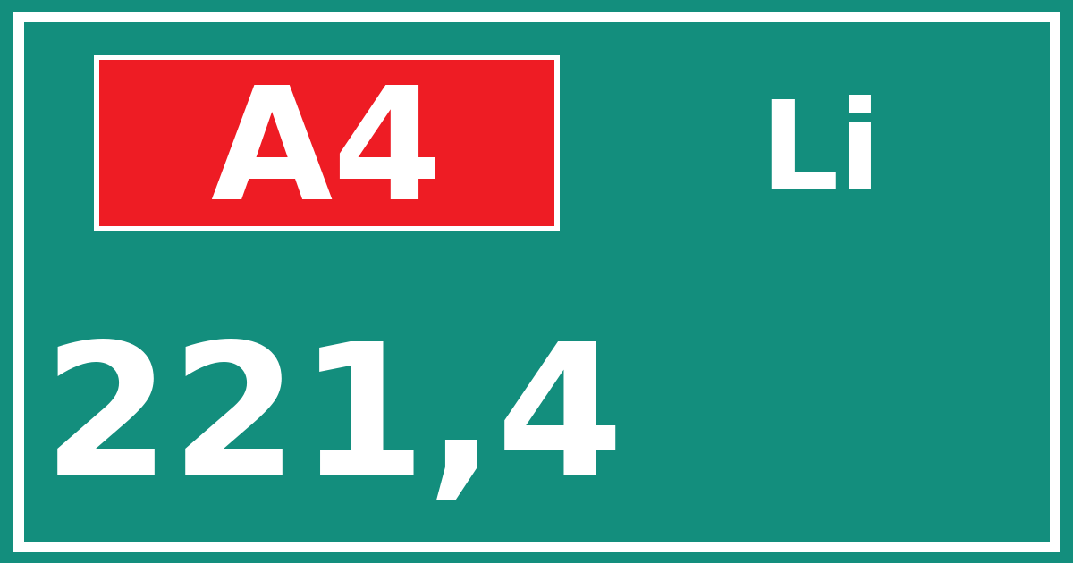 Hectometerbord A4 221,4 zijde Li