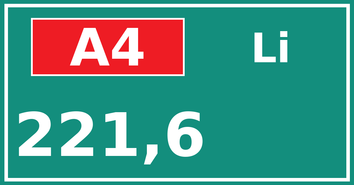 Hectometerbord A4 221,6 zijde Li