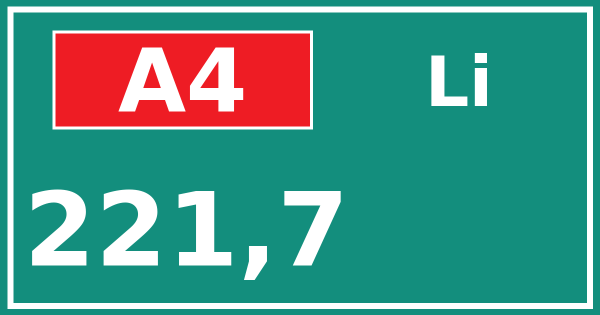 Hectometerbord A4 221,7 zijde Li