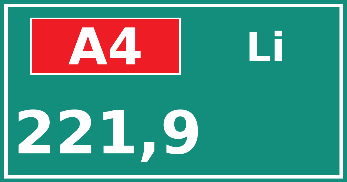 Hectometerbord A4 221,9 zijde Li