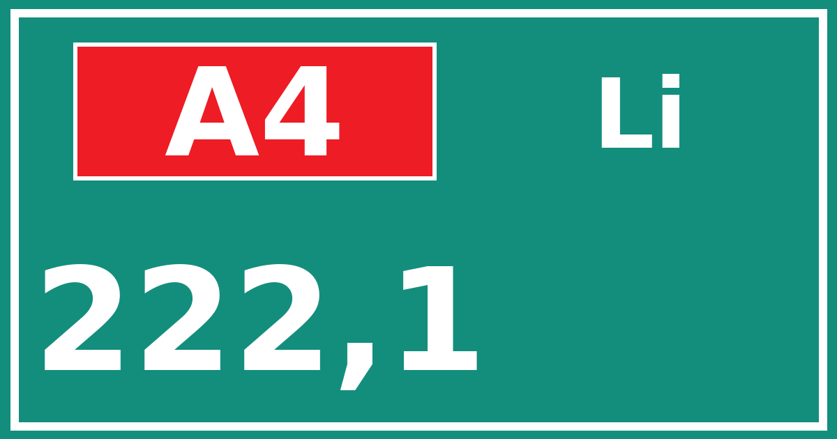 Hectometerbord A4 222,1 zijde Li