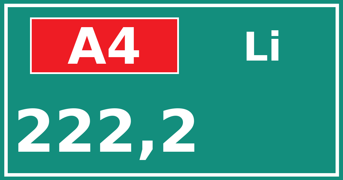 Hectometerbord A4 222,2 zijde Li