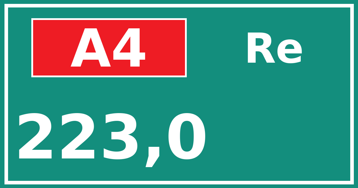 Hectometerbord A4 223,0 zijde Re