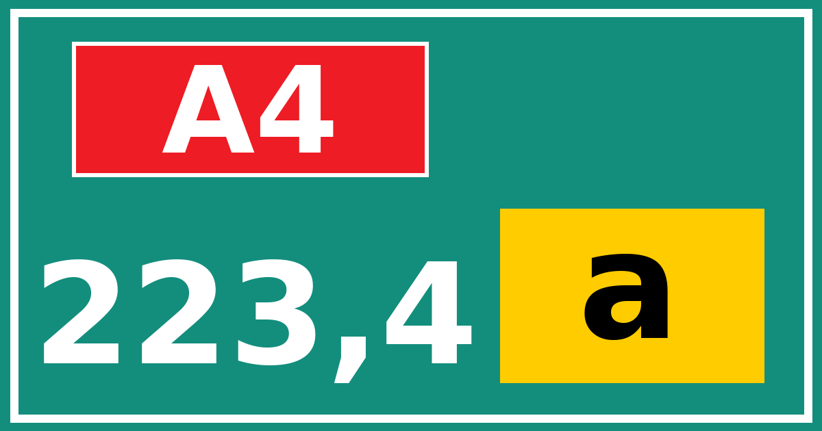 Hectometerbord A4 223,4 letter a