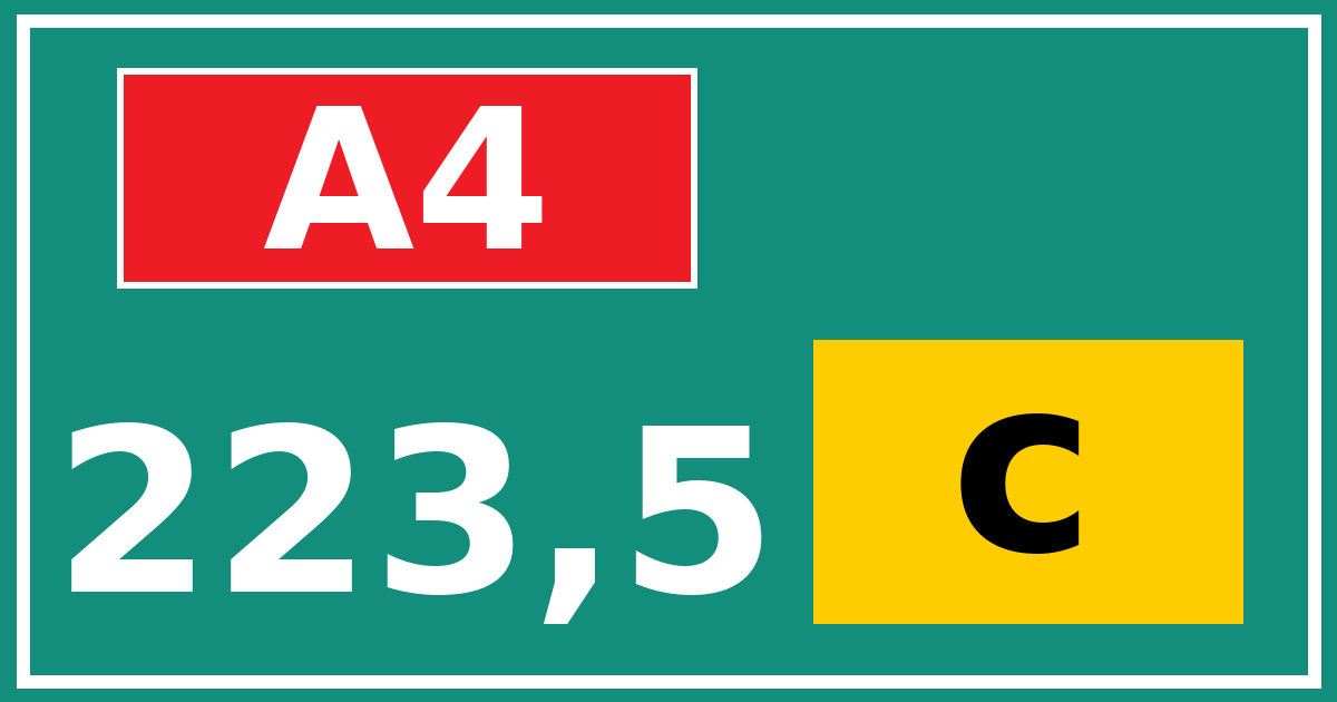 Hectometerbord A4 223,5 letter c