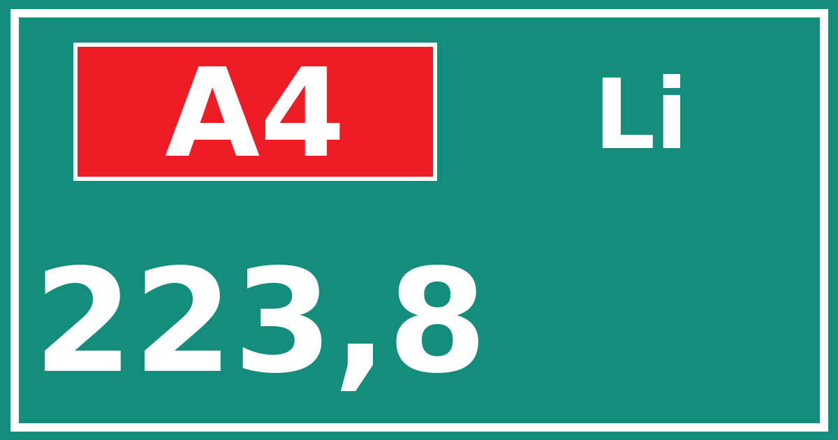 Hectometerbord A4 223,8 zijde Li