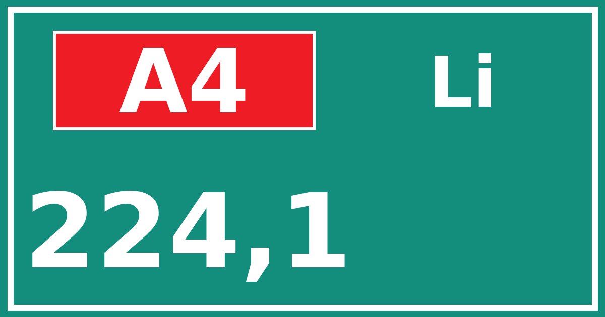 Hectometerbord A4 224,1 zijde Li