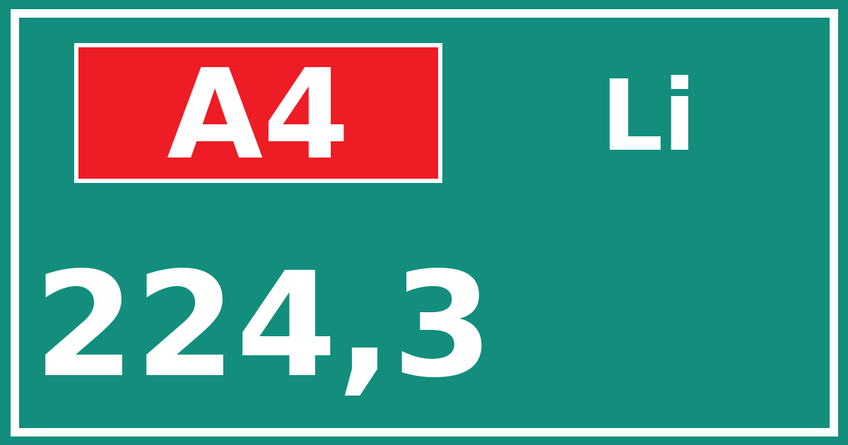 Hectometerbord A4 224,3 zijde Li