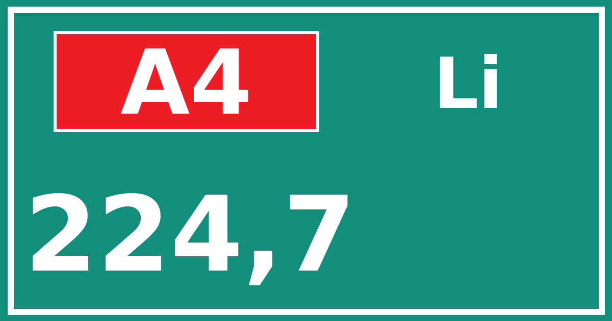 Hectometerbord A4 224,7 zijde Li