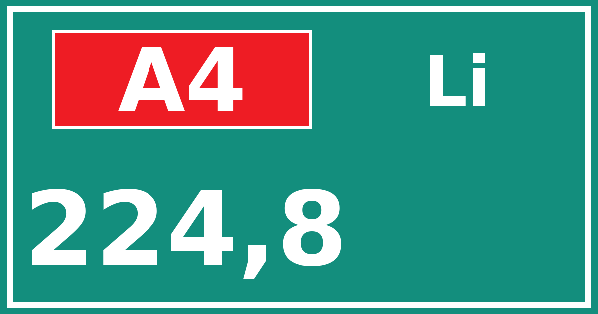 Hectometerbord A4 224,8 zijde Li