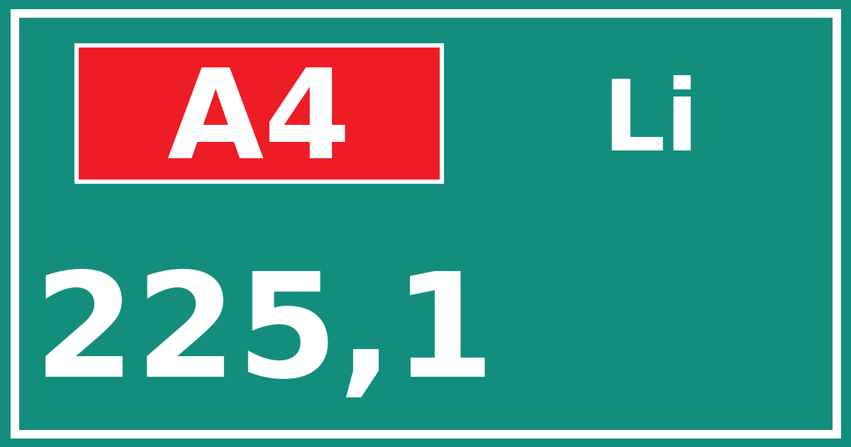 Hectometerbord A4 225,1 zijde Li