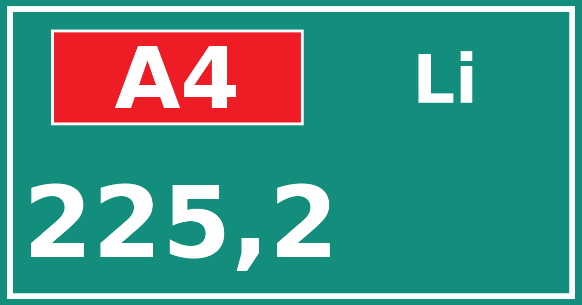 Hectometerbord A4 225,2 zijde Li