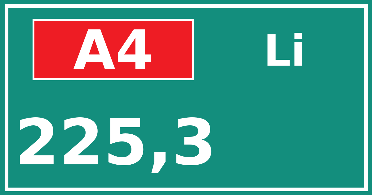 Hectometerbord A4 225,3 zijde Li