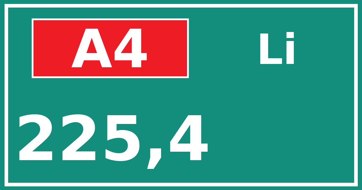 Hectometerbord A4 225,4 zijde Li