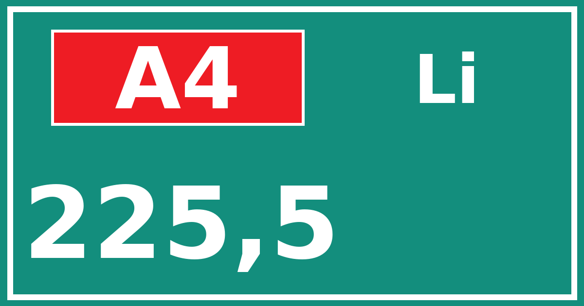 Hectometerbord A4 225,5 zijde Li