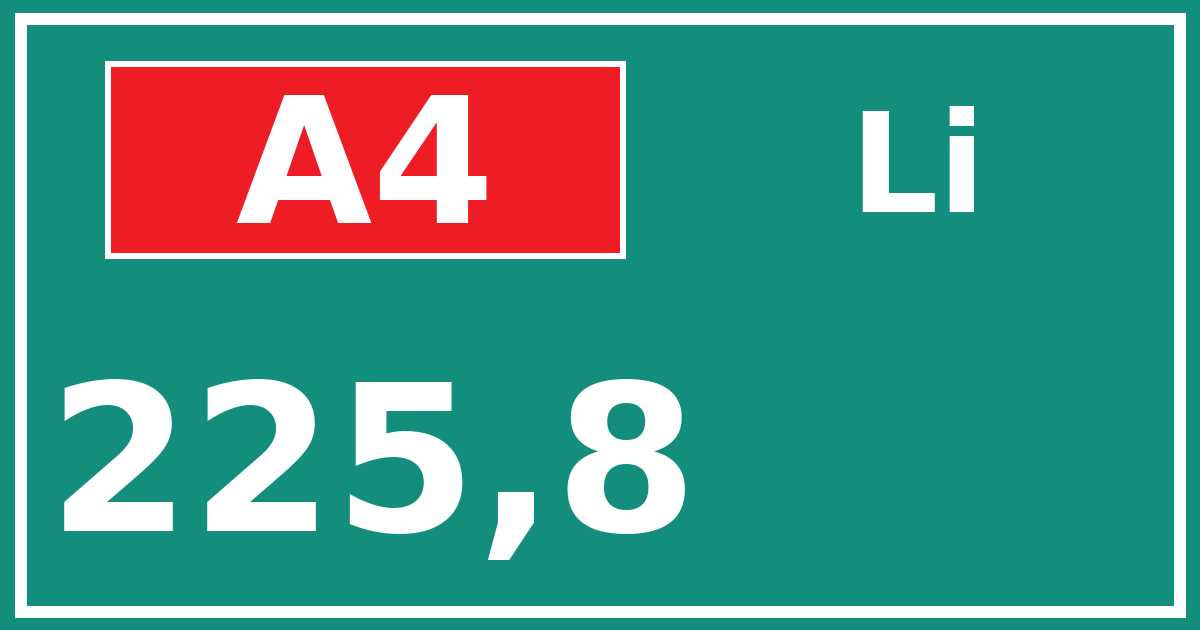 Hectometerbord A4 225,8 zijde Li