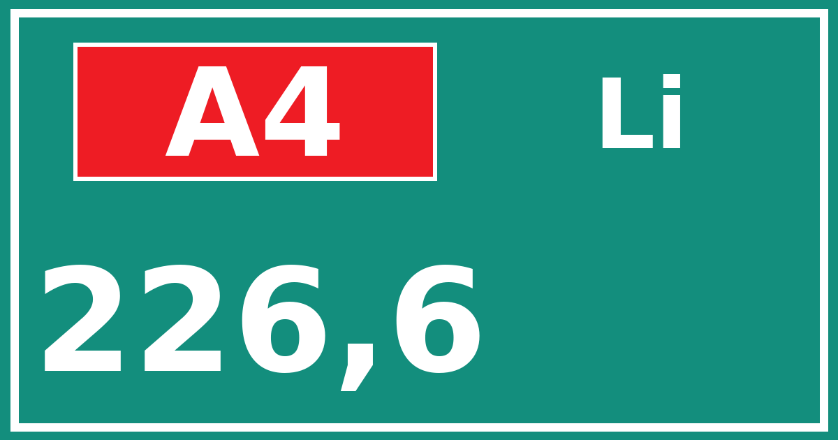 Hectometerbord A4 226,6 zijde Li