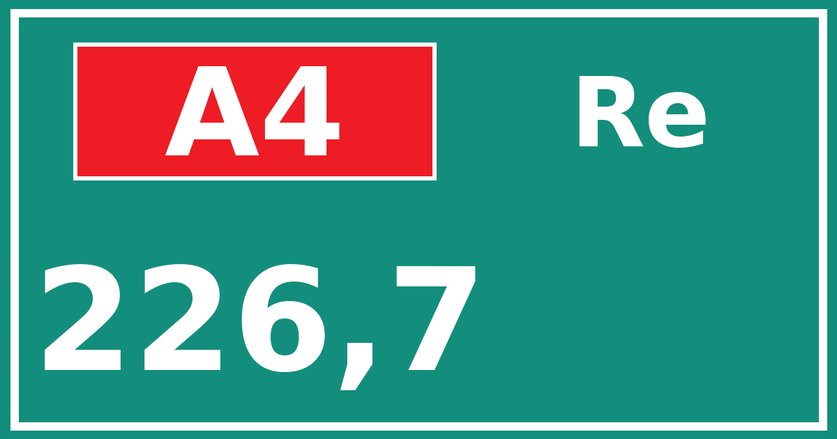 Hectometerbord A4 226,7 zijde Re