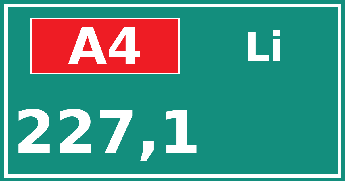 Hectometerbord A4 227,1 zijde Li